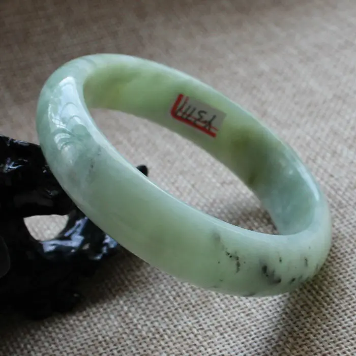 60 мм китайский натуральный зеленый нефрит k браслет с натуральными камнями A-3777 |