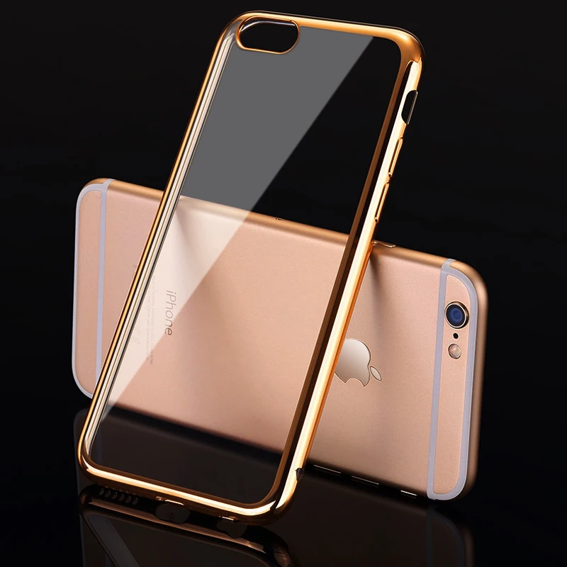 Роскошный мягкий силиконовый чехол для iPhone 5 5S 5C SE 6 S 7 8 X Plus позолоченный гибкий