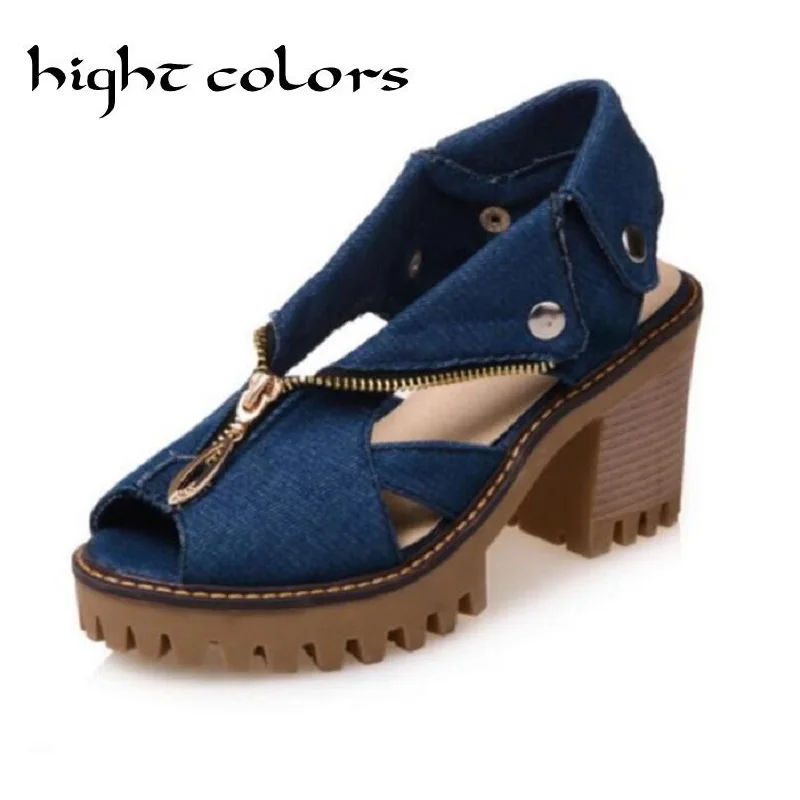 Новинка модные джинсы на молнии водонепроницаемые вьетнамки толстой подошве