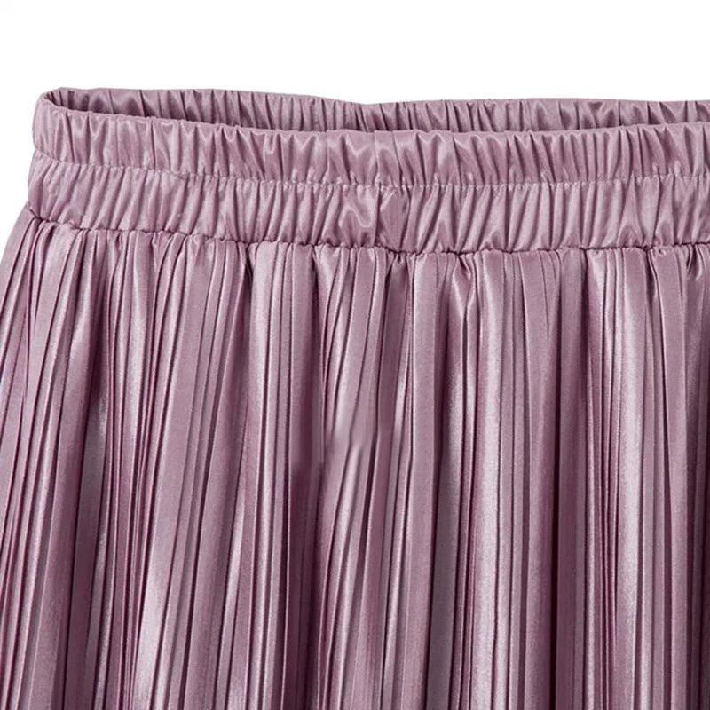 Женские Винтаж Высокая Талия юбки 2018 зима Длинные Теплые Новая Мода Металлик