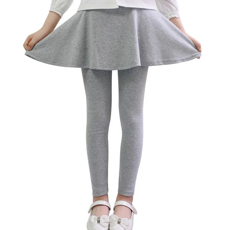Light Gray Oeak г.; юбки для маленьких девочек; брюки; детские брюки; осенне-зимние хлопковые детские леггинсы с юбкой; юбка-штаны - Цвет: Light Gray