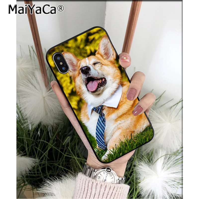 Мягкий силиконовый чехол для телефона MaiYaCa Animal Corgi dog из ТПУ Apple iPhone 8 7 6 6S Plus X XS MAX 5 5S