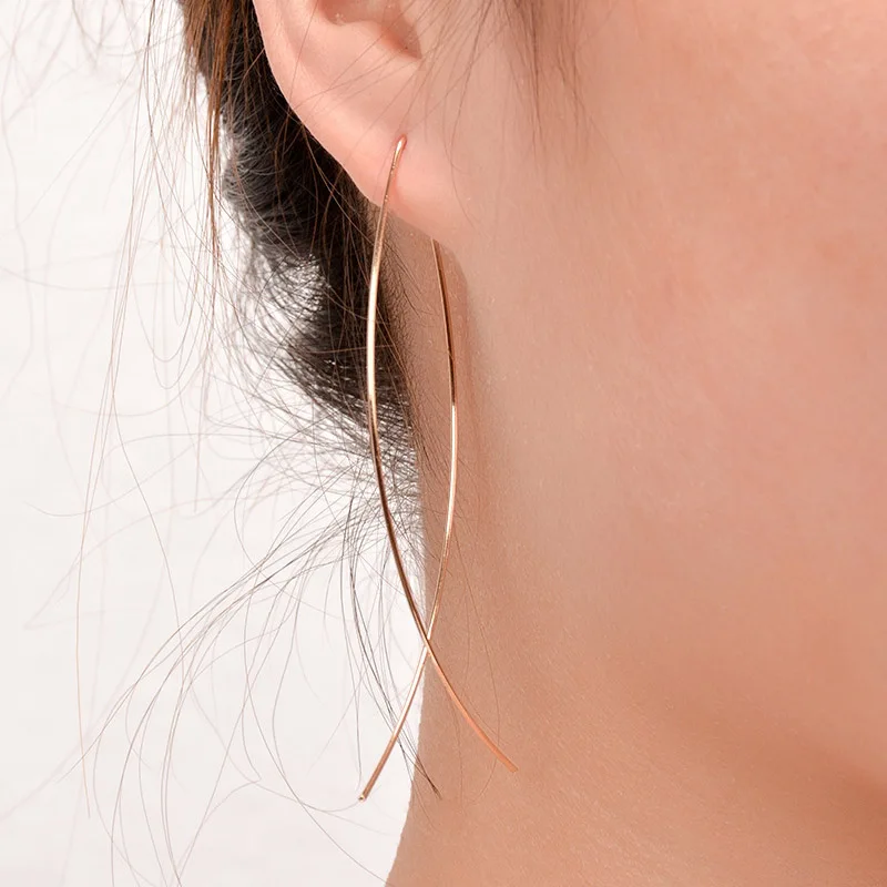 Простые абстрактные серьги подвески для женщин длинный металлический в форме