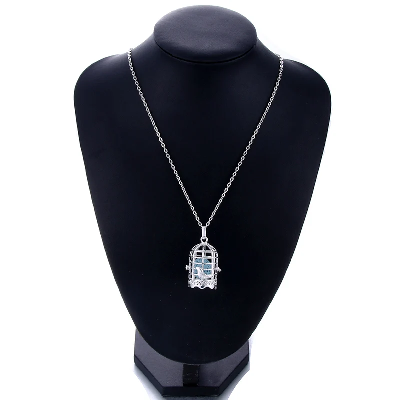 Ожерелье диффузор для ароматерапии в виде птичьей клетки ювелирные изделия