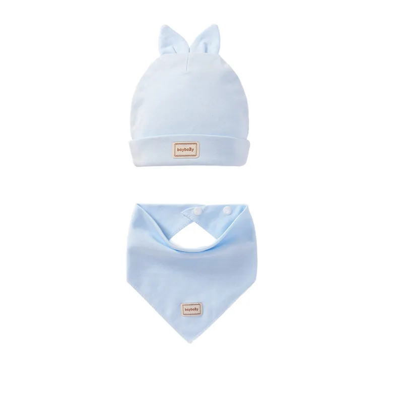 

Toddler Hats Kids Bibs Set Baby Hat Cotton bebe Soft Warm Solid Child Baby Boys Girls photography props 0-3M 2 pcs / set