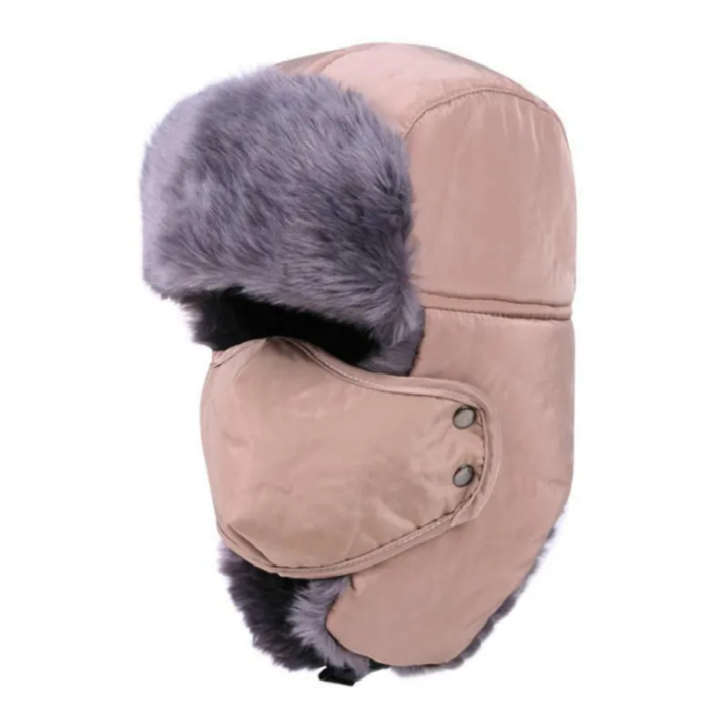 Шапка ушанка с капюшоном из искусственного меха|aviator cap|bomber hatear flap |