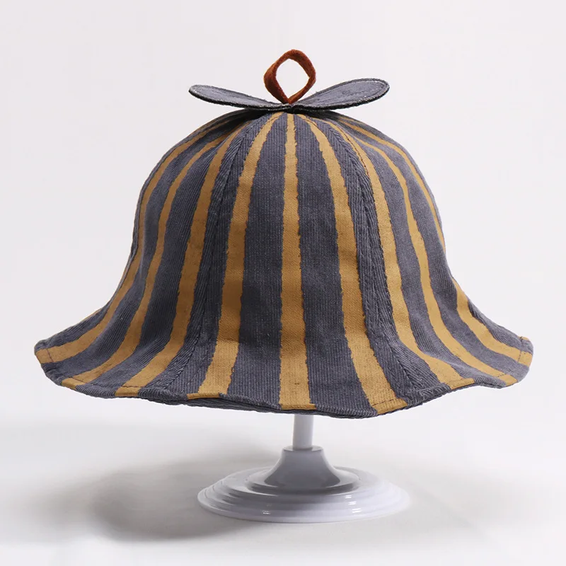Новая полосатая детская шапка хлопковая Милая Панама с листами на весну и осень