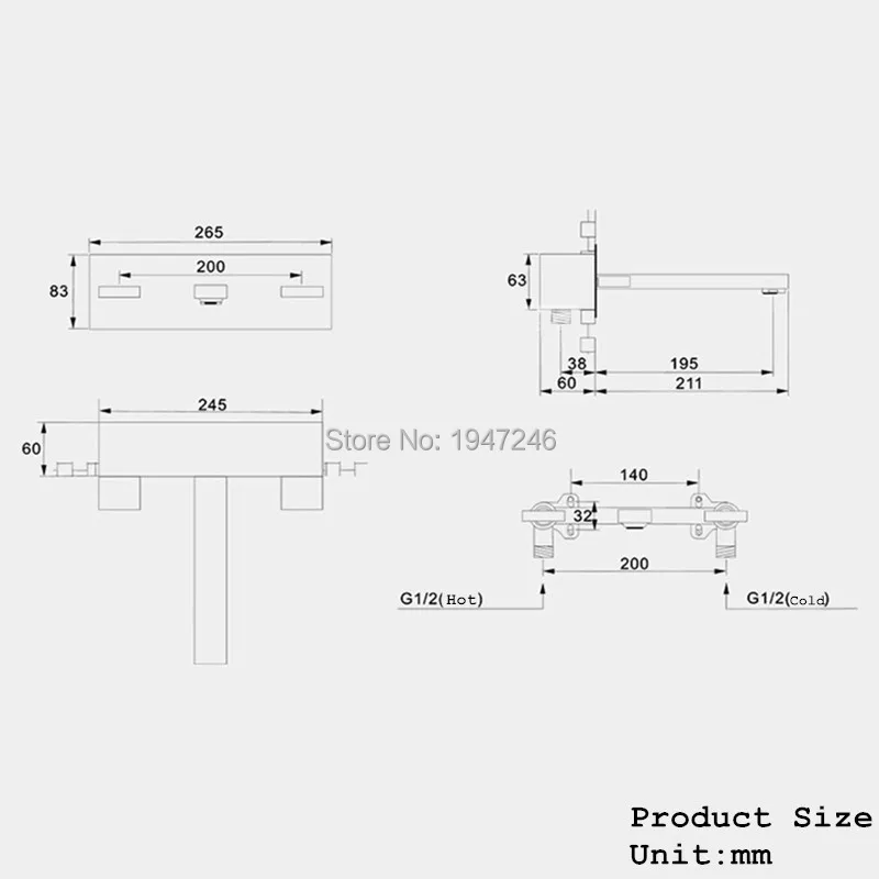 2015 Новый современный квадратный стиль 100% латунный оптовая продажа настенный