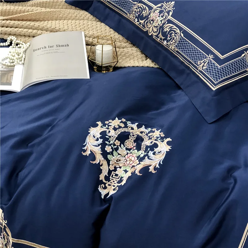Синий Розовый Роскошный Золотой Королевский вышитый Египетский хлопковый