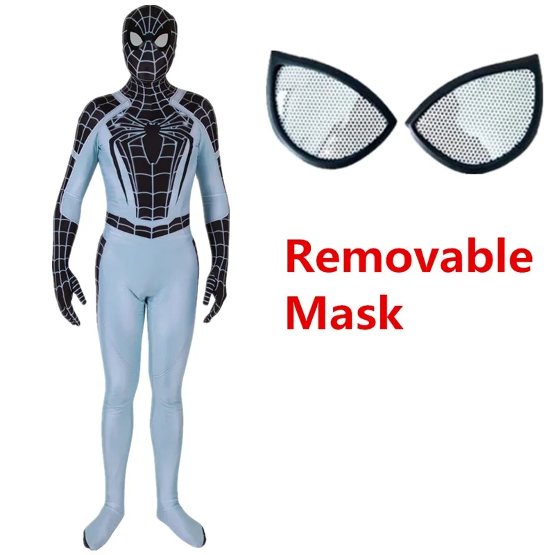 Removable Mask Костюм «Человек-паук» для взрослых и детей; карнавальный костюм; костюм супергероя «зентай»; комбинезон - Цвет: Removable Mask
