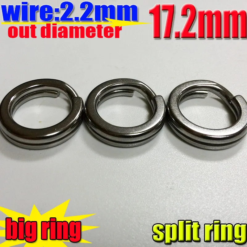 Grandi anelli molto spaccati cavo: 2.2mm Test 155kg diametro esterno 17.2MM 304 acciaio inossidabile 200 pz/lotto