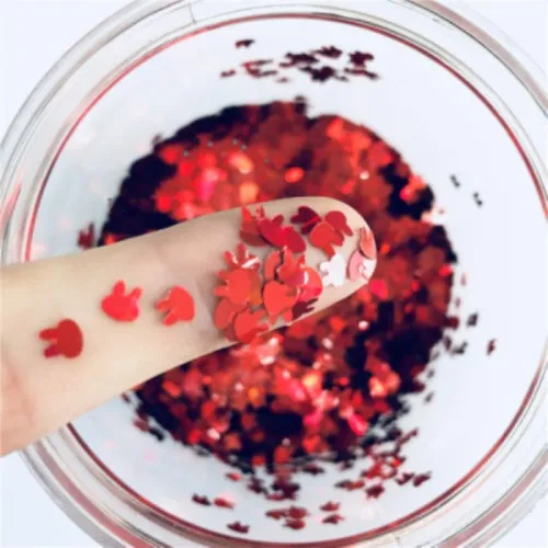 Laser red Ультратонкий 3D Блестки для ногтей 4 мм кролик лазер Блестки для домашних животных блестки безвредные для ЕО неупакованные Блестки для украшения для ногтей 8 г - Цвет: Laser red