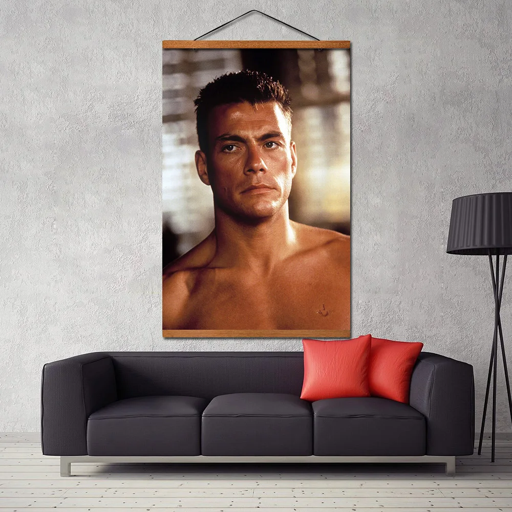 Jean-Claude Van Damme Poster Hanging Scroll Canvas Painting With Solid Wood Decoration