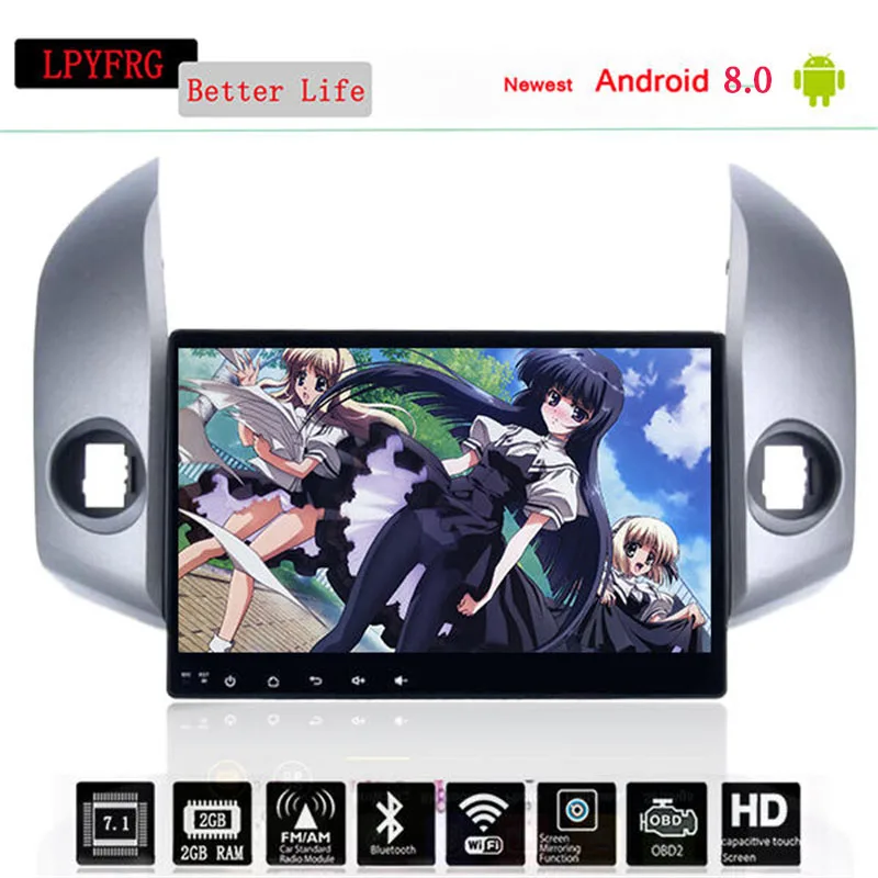 Автомобильный dvd плеер android 10 0 4 Гб + 64 ГБ для Toyota RAV4 Rav 2007 2009 2011 2 din 1024*600