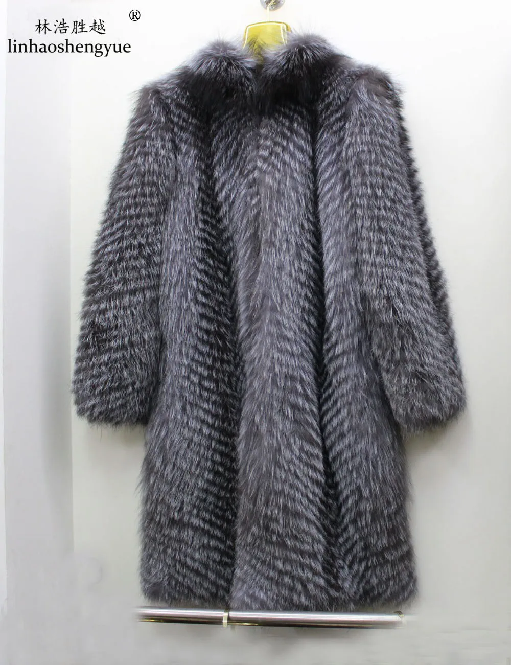 Linhaoshengyue длиной 100 см пальто из натурального Меха чернобурки с капюшоном|silver fox fur