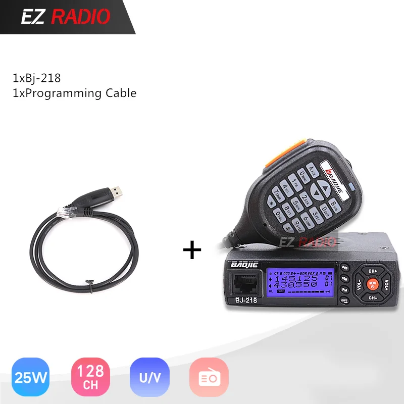 BJ-218 VHF UHF Мобильная рация 10 км Z218 мини Автомобильная рация 10 км Двухдиапазонная рация 10 км профессиональная Автомобильная рация дешево - Цвет: Add Program. Cable