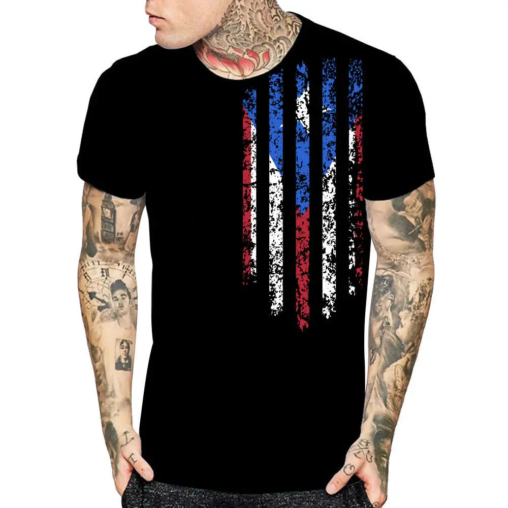Футболка с флагом Пуэрто Рико для мужчин женщин детей черные футболки на заказ