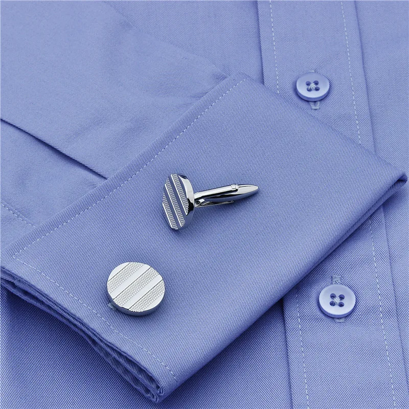 Мужские запонки в горошек HAWSON круглые блестящие металлические серебряного цвета