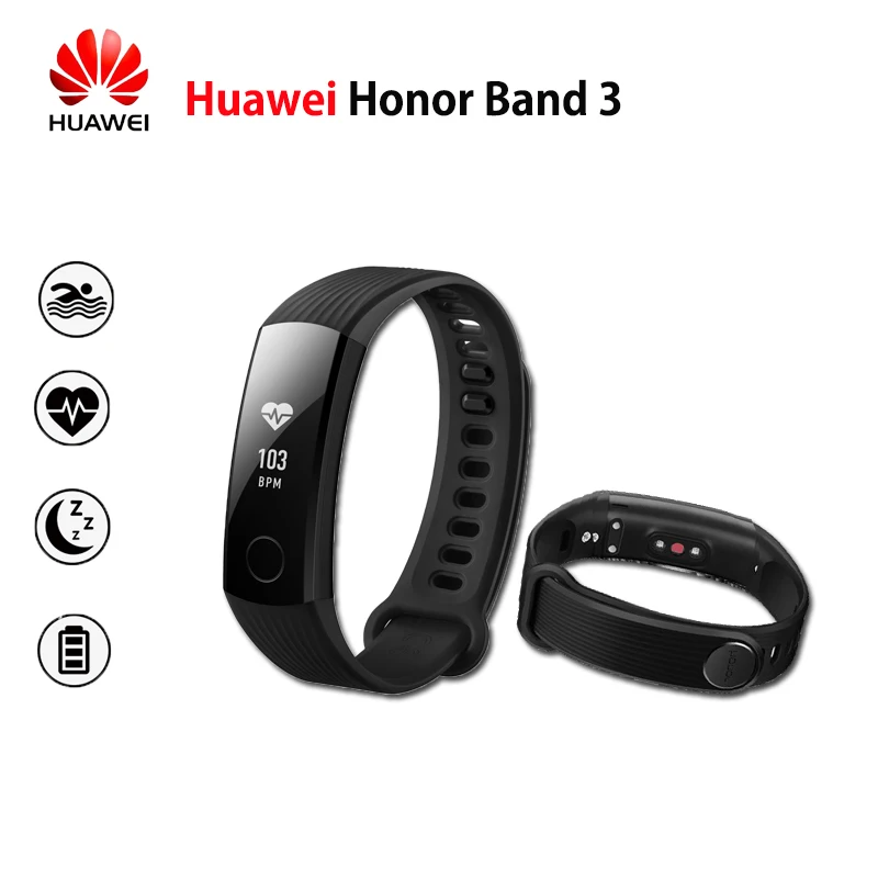 Новый оригинальный Смарт браслет Huawei Honor Band 3 5 АТМ oled экран сенсорная панель