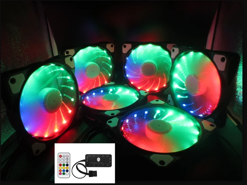 6pc RGB set RGB вентилятор с регулировкой 15LED 120 мм компьютерный корпус ПК охлаждающий вентилятор тихий дистанционный вентилятор компьютерный кулер охлаждающий 12cmRGB игровой корпус вентилятор - Цвет лезвия: 6pc RGB set