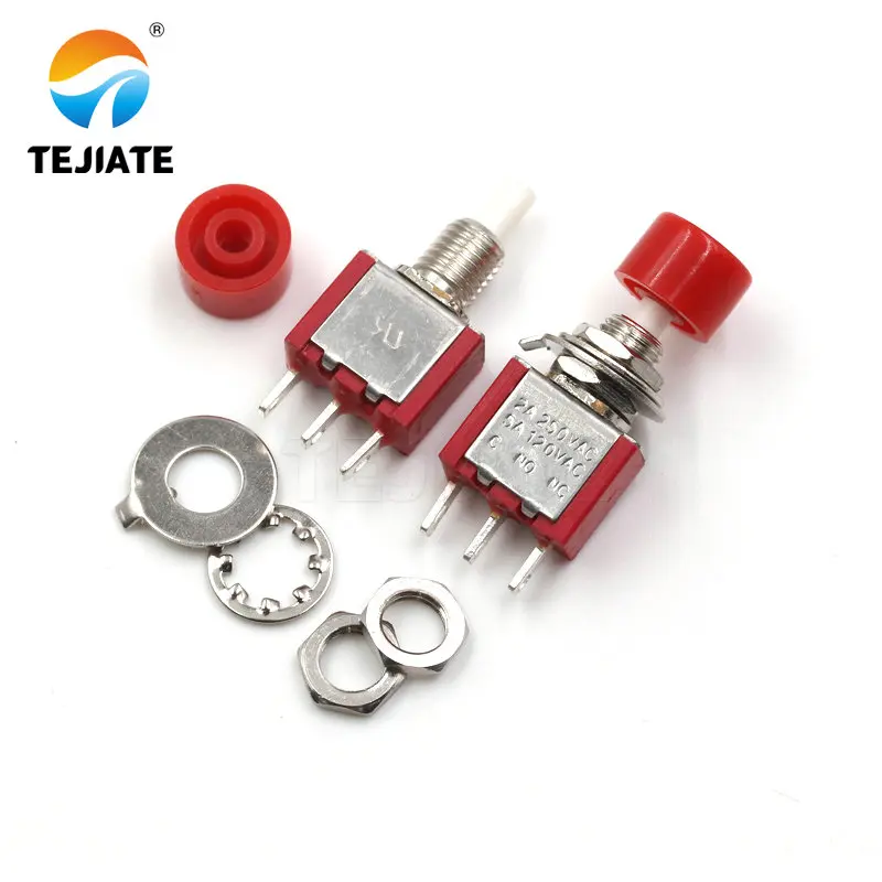 5 шт. 3 контактный Мгновенный Красный кнопочный переключатель PS 102 DS612 1NO 1NC