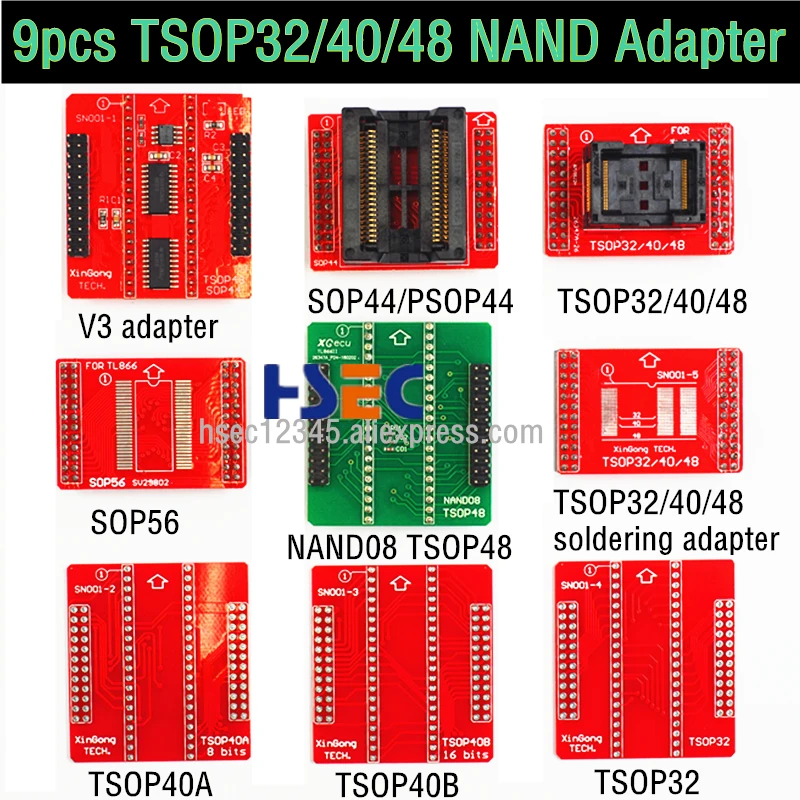 100% Оригинальные адаптеры NAND TSOP32 TSOP40 TSOP48 SOP44 SOP56 адаптер для Xgecu TL866II PLUS MiniProTL866A TL866CS