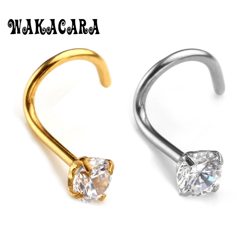 Модные 3 мм циркониевые стразы шпильки для носа крючки кольца пирсинг ювелирные