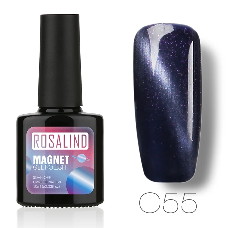 C55 ROSALIND гель 1S P+ черная бутылка 10 мл кошачий глаз магнит C31-60 гель лак для ногтей УФ светодиодный Полупостоянный гель лак - Цвет: C55