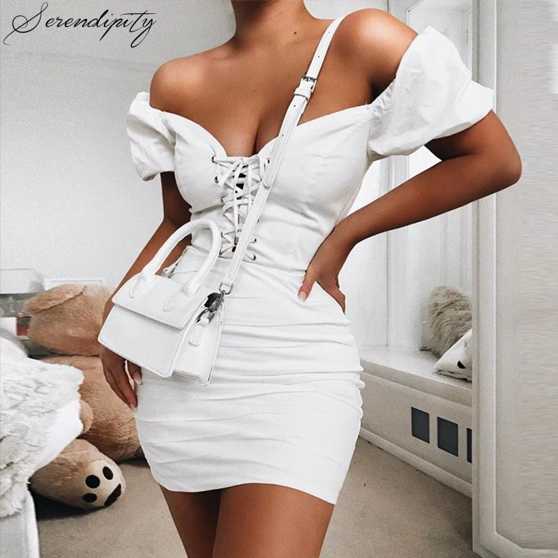 SRDP сексуальное платье с открытыми плечами v-образным вырезом облегающее женское