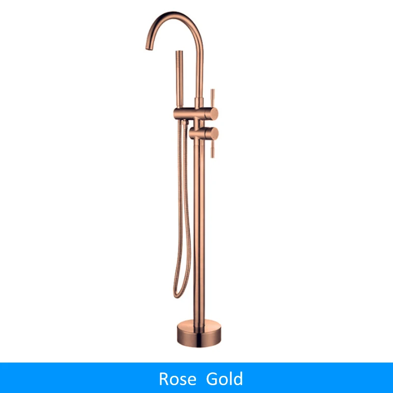Rose Gold Quyanre черный пол ванной комнаты стенд кран смеситель Одной ручкой смеситель кран 360 Вращение Носик с ABS ручной Душ Ванна смеситель душ - Цвет: Rose Gold