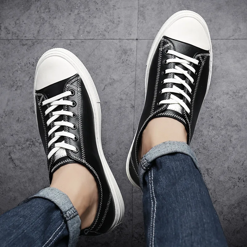 Популярная мужская обувь черного и белого цвета новая модная Корейская для
