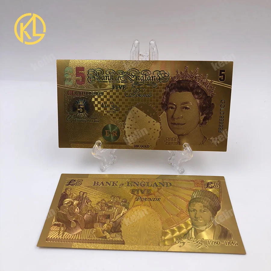 Горячая Распродажа 4 шт./компл. UK цветная Золотая банкнота 5 10 20 50 фунтов Банкноты в