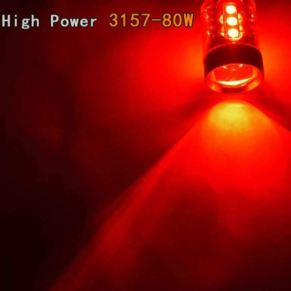 2 шт. 3157 красный светодиодный стробоскоп стоп сигнал задний фонарь высокой