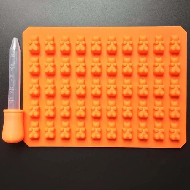Orange 50 отверстие Gummy медведи силиконовые формы жесткая силиконовая форма для конфет и шоколада формочка для десерта помадка торт украшения инструменты для выпечки вечерние принадлежности - Цвет: Orange