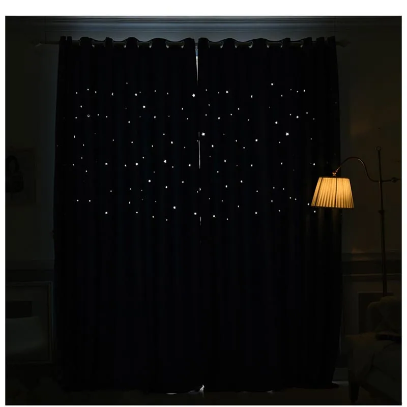 Темно синие полые Детские занавески со звездами для гостиной детской комнаты с