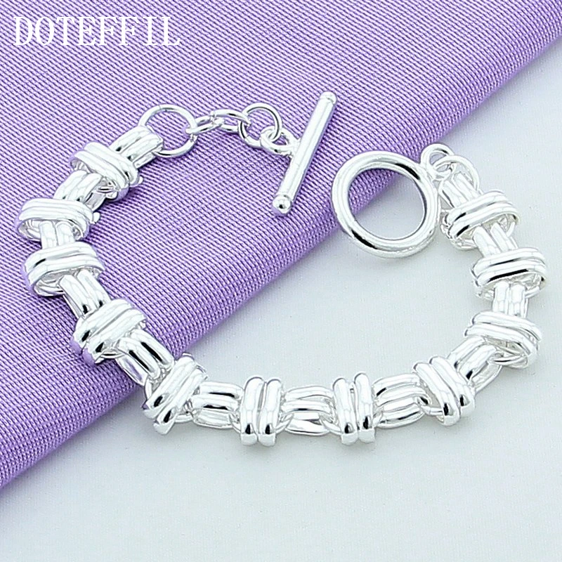 Женский браслет-цепочка DOTEFFIL из серебра 925 пробы с круглым крестом подарок на