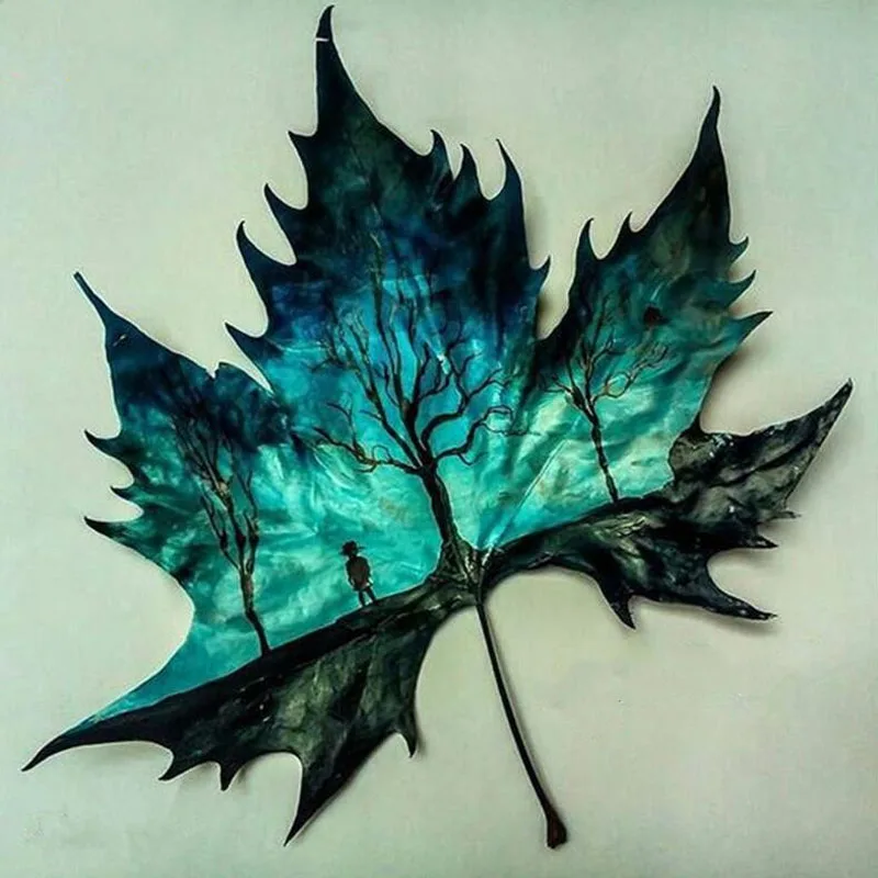 Листья проекция дома декоративная Бриллиантовая мозаика полная квадратная