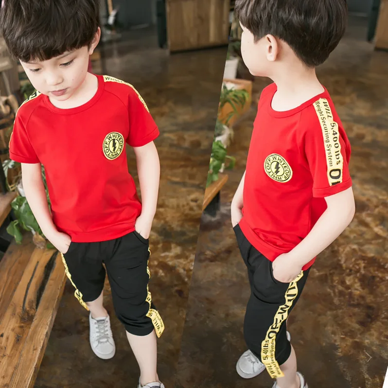 2PCS Children's Sets Boys O-Neck T-Shirt and Pants Shorts Summer Casual Cartoon Pullover Cotton Kids Boy Clothes |