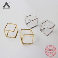 100 s925 sterling silver earring fashion simple geometric square hollow dangle earrings