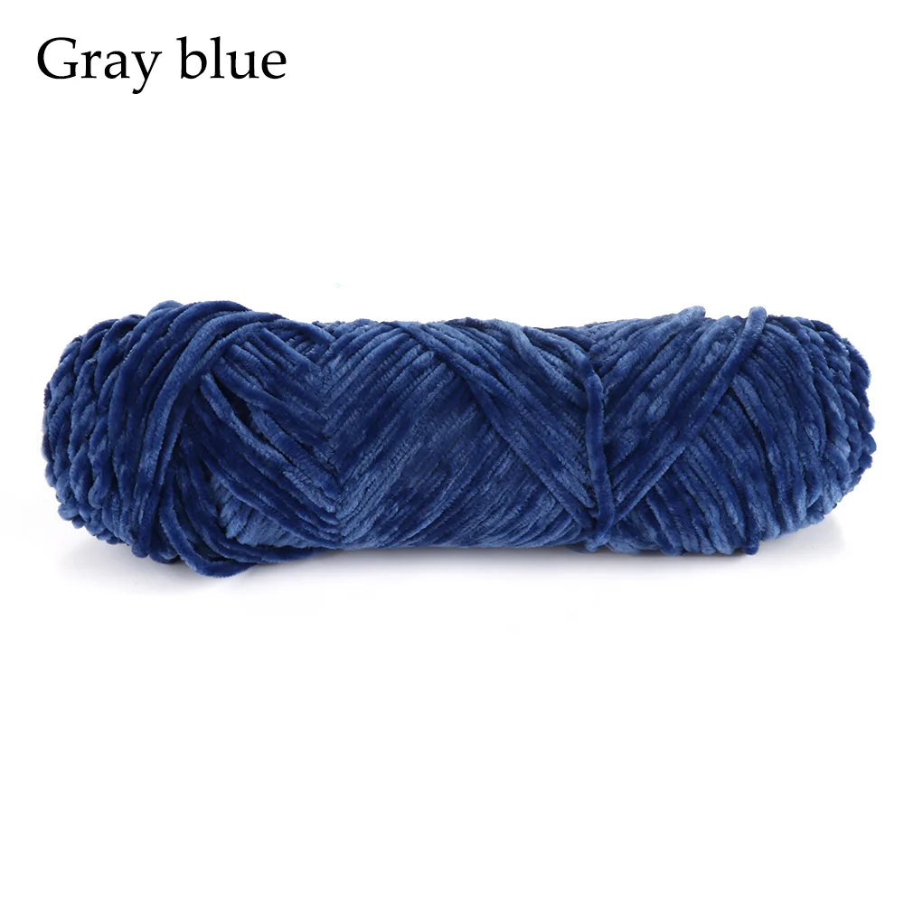 gray blue 1 шт., 100 г, 4 мм-5 мм, шенилловая пряжа, бархатная пряжа, текстурированный полиэстер, смешанный хлопок, предлагаем DIY свитер, шарф, линия, шерстяная пряжа - Цвет: gray blue