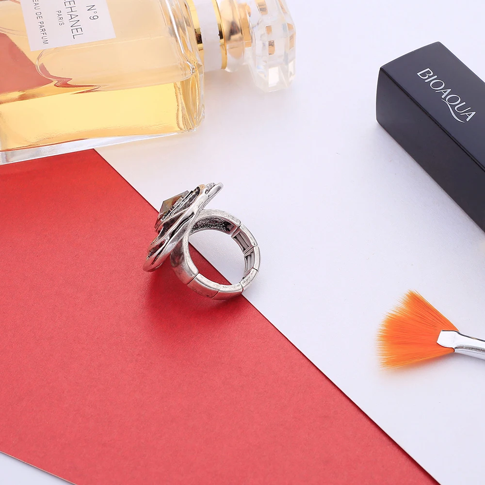 Женское Винтажное кольцо в форме розы стильное регулируемое с круглым