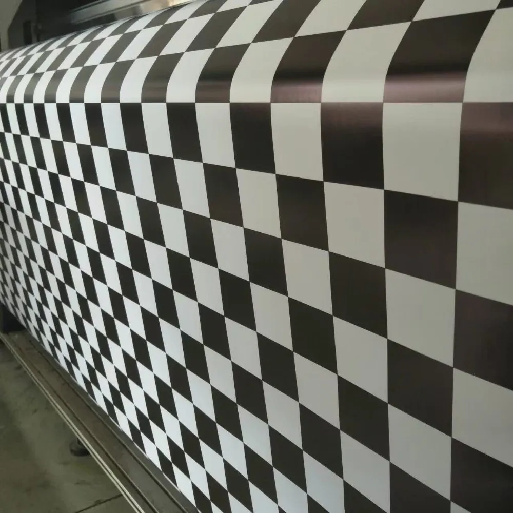 Глянцевая черная белая в клетку виниловая оболочка для кузова автомобиля полосы