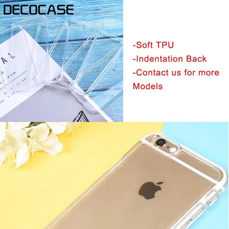 DECOCASE Clear Transparent TPU Soft Silicone PC Back DIY Basic Phone Cases for iPhone 6 6s 7 8 Plus X XR XS Max Mobile Accessory |