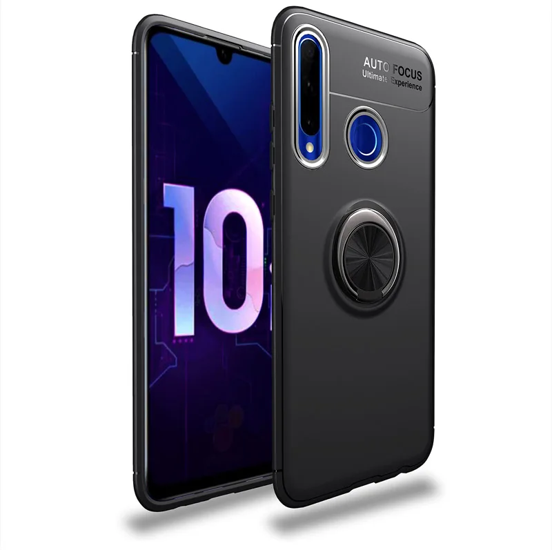 360 чехол с кольцом для huawei Honor 10i Honor 10 Lite 10i чехол с вращающимся металлическим магнитным силиконовым магнитным держателем из ТПУ