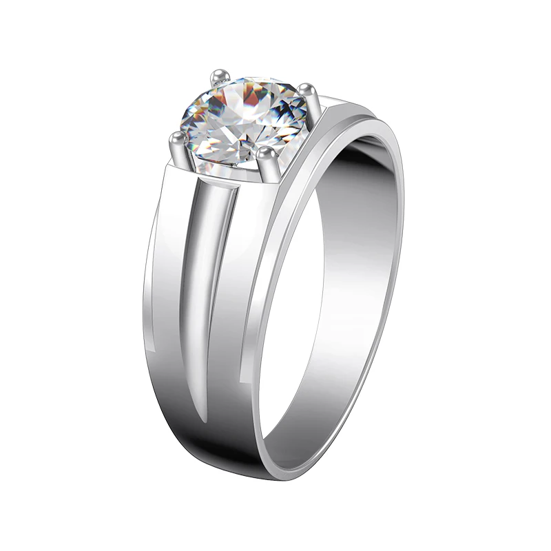 Мужское кольцо из моиссанита классическое Винтажное стерлингового серебра 925