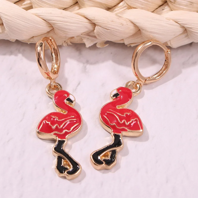 Solememo модные милые красные висячие серьги с фламинго для женщин и девушек подарок