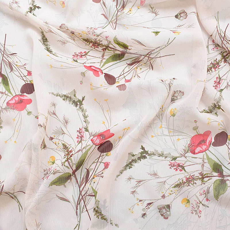 

New style crepe chiffon fabric spring and summer prints soft flowers