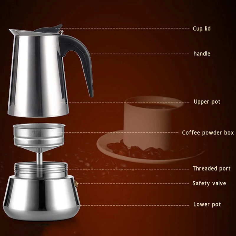 Эспрессо чайник Moka Pot машина нержавеющая сталь для (450 мл) Итальянская Кофеварка