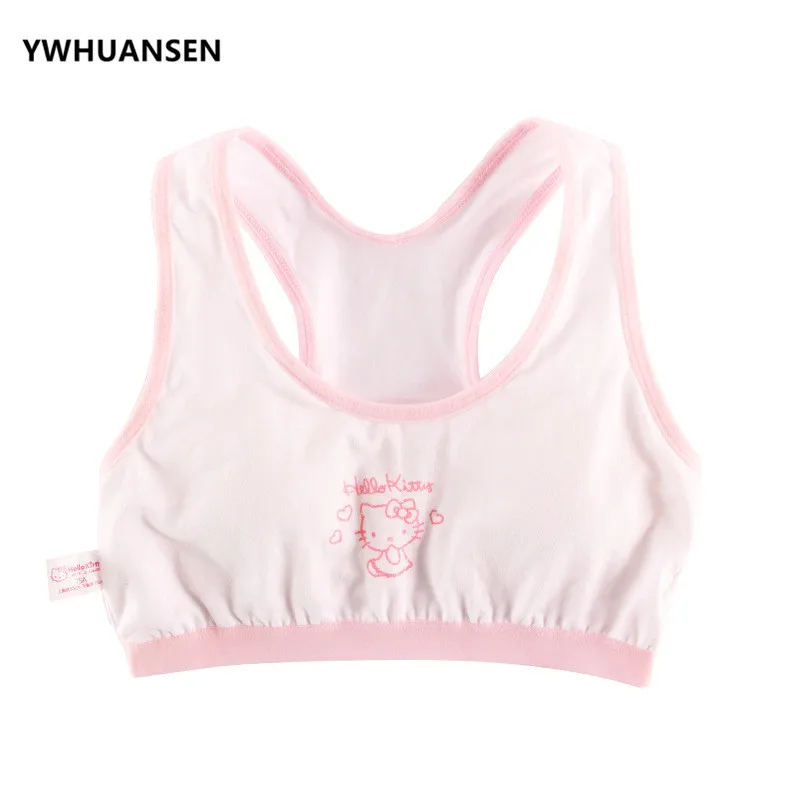 2018 рисунок Hello kitty спортивный бюстгальтер для девочек хлопковая одежда кружевной