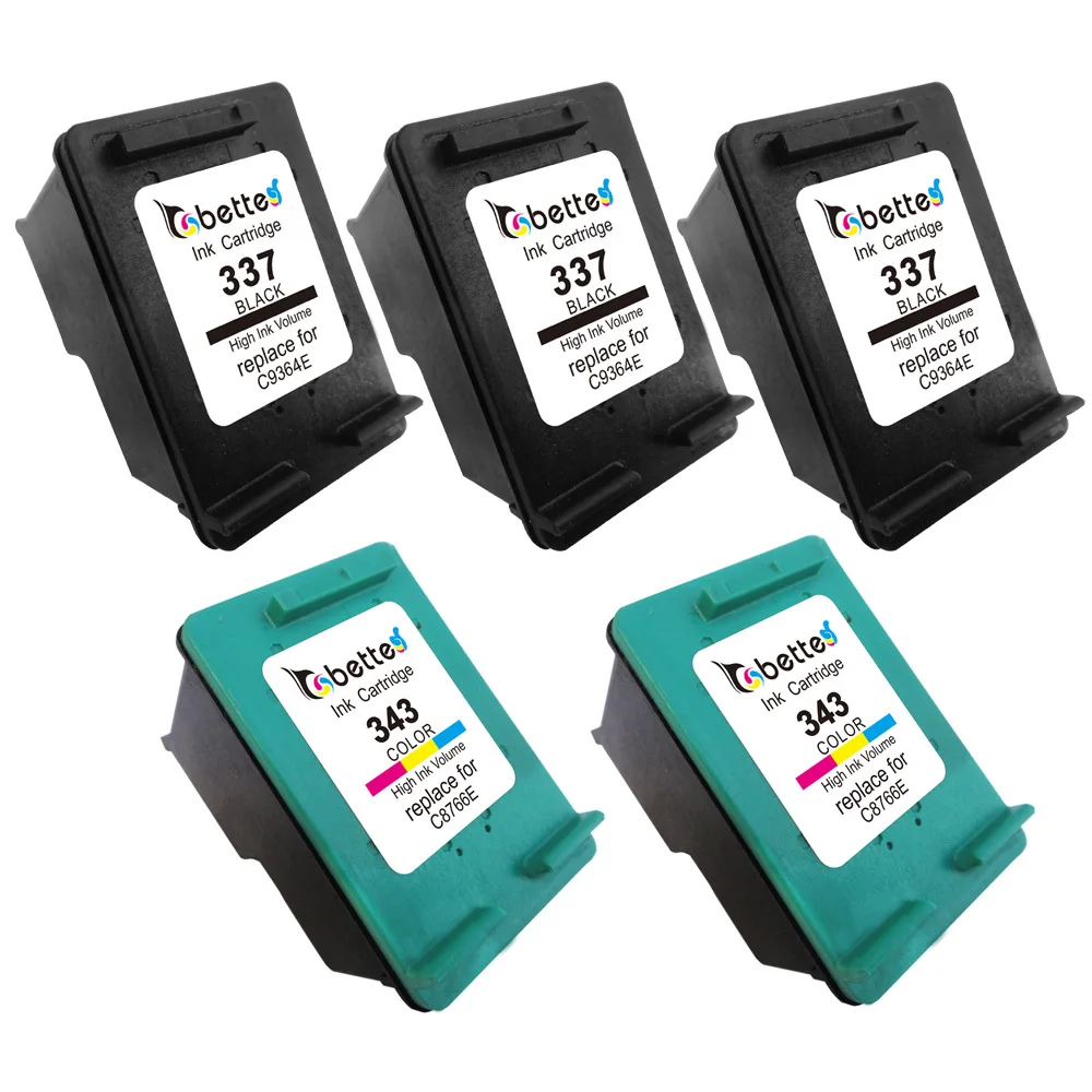 5PK BETTE Замена чернильных картриджей для HP 337 343 Officejet H470 H470b H470wbt K7100 K7103 K7108 6300 6301 6304 6305